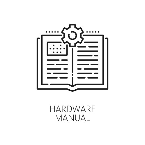 Hardware manual line icon computer pc instruction vector image