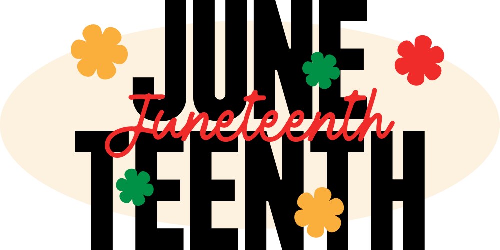 Juneteenth typography text script white background vector image