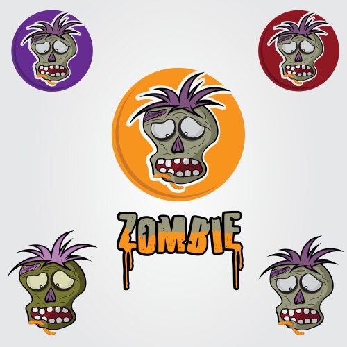 Cartoon zombie face design template vector image