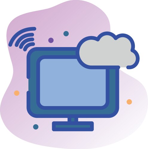 Isolated cloud computing with computer line fill vector image