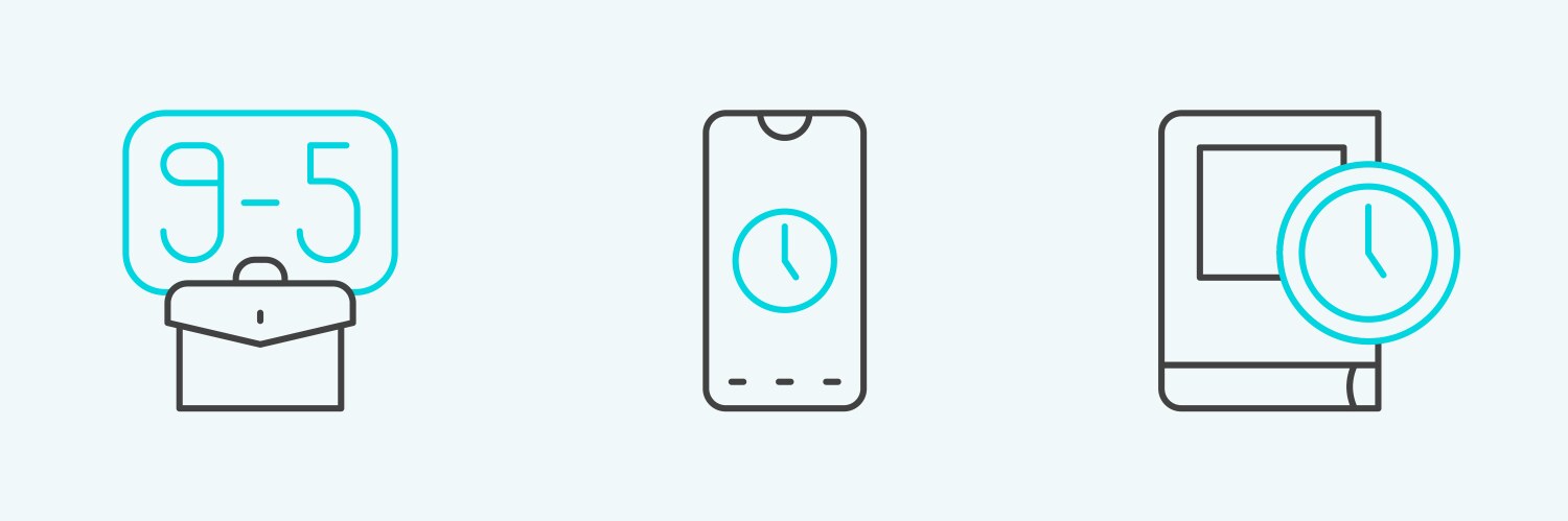 Set line time for book from 9 and alarm clock app vector image