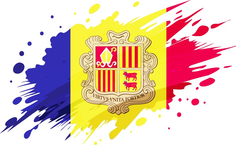 andorra flag painted with grunge brush stroke vector image