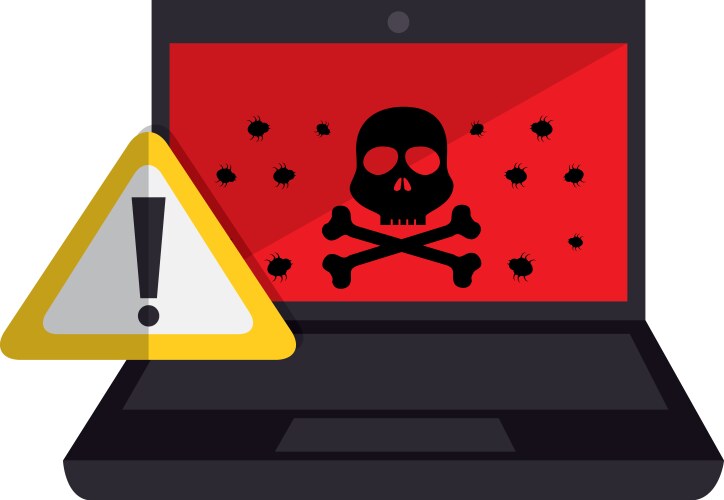 Computer with computing alert vector image