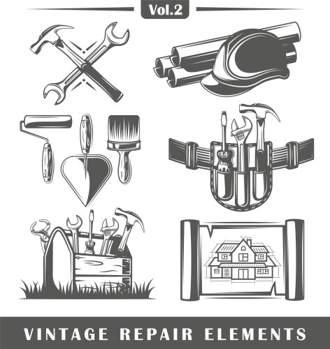 Vintage Repair Tools Collection Vector Image