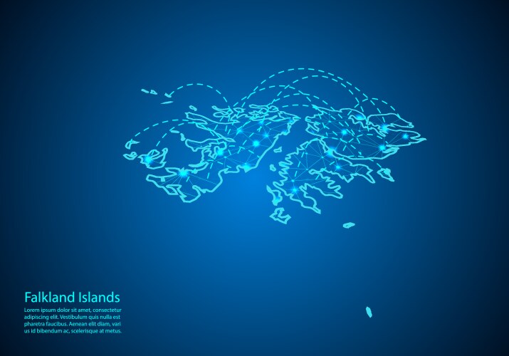 falkland islands map with nodes linked by lines vector