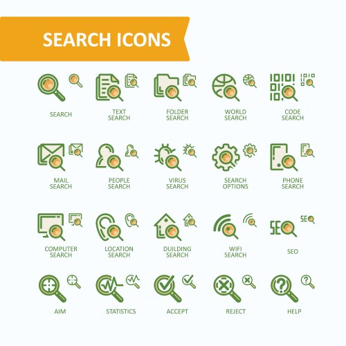 Set fine line icons analysis search vector image