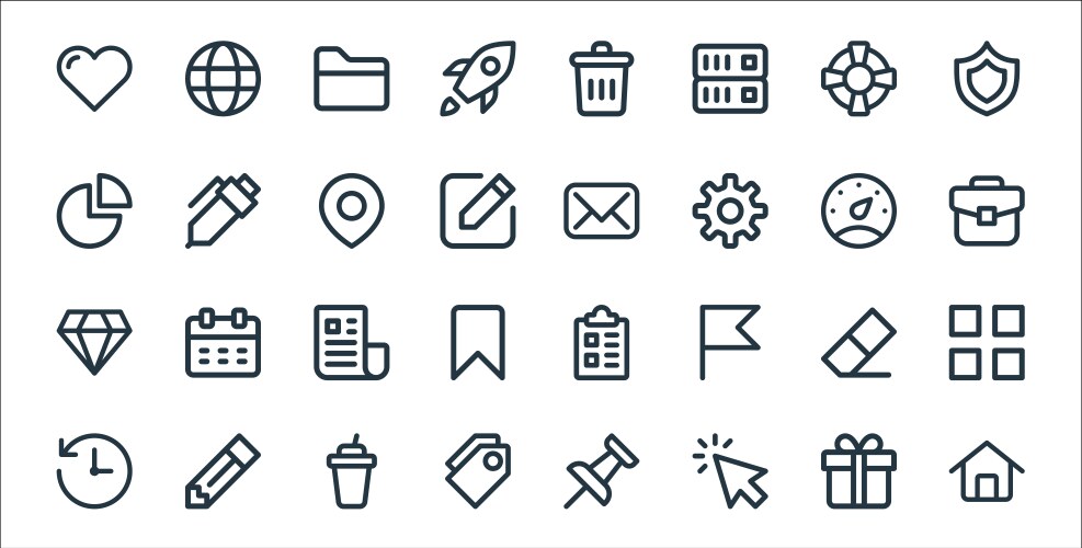 User interface line icons linear set quality vector image