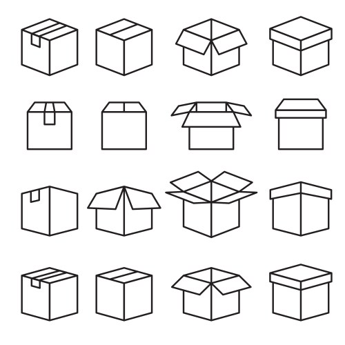 Abstract Box Line Icons - Set vector image