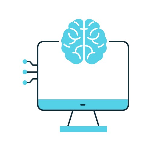 Machine learning and ai interface icon design vector image