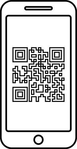 Smartphone with qr code on screen icon outline vector image