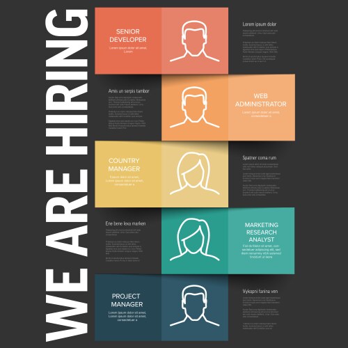 we are hiring minimalistic dark flyer template vector image