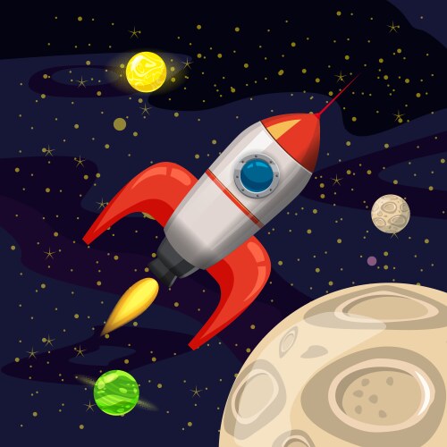 space rocket launch spaceship background vector