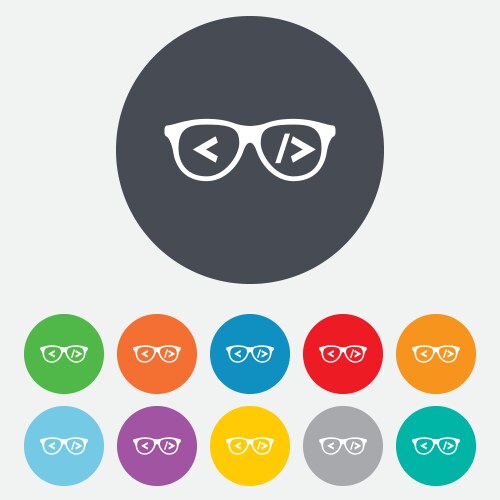 Coder Glasses Icon - Programmer Symbol vector image