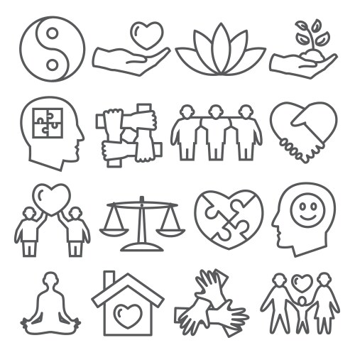 harmony line icons set on white background vector image