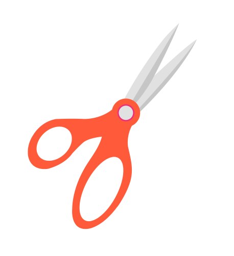 scissors of red color object vector