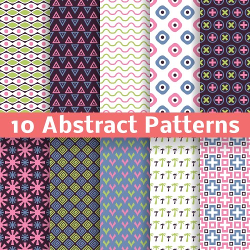 abstract patterns set of seamless background vector image