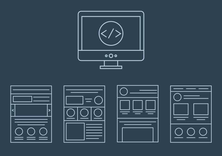 collection of web development icons - html vector image