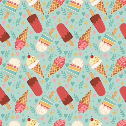 Colorful seamless pattern of delicious ice cream Vector Image