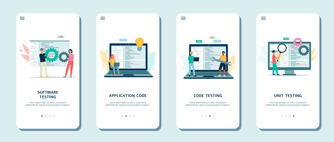 Set mobile phone screens with programmers vektorbild