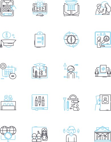 web-based training linear icons set e-learning vector image