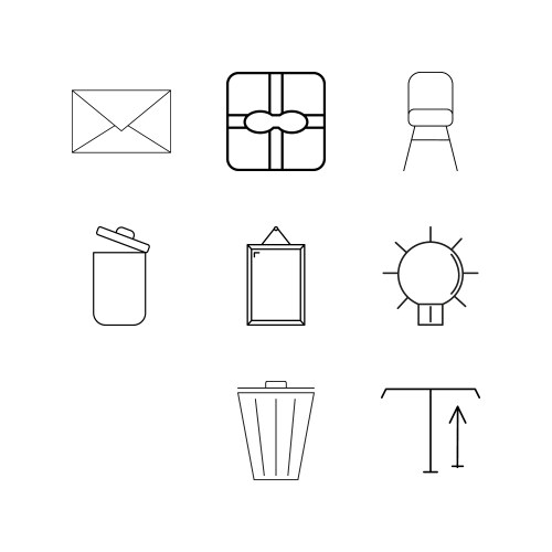 Design elements linear icon set simple outline vector image