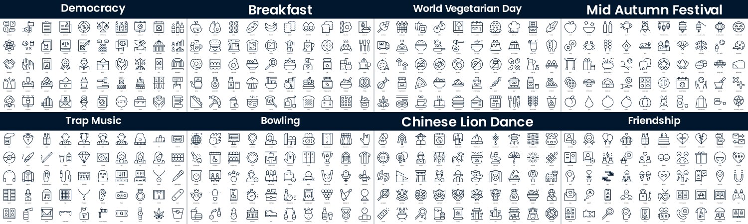 Linear style icons pack in this bundle include vector image