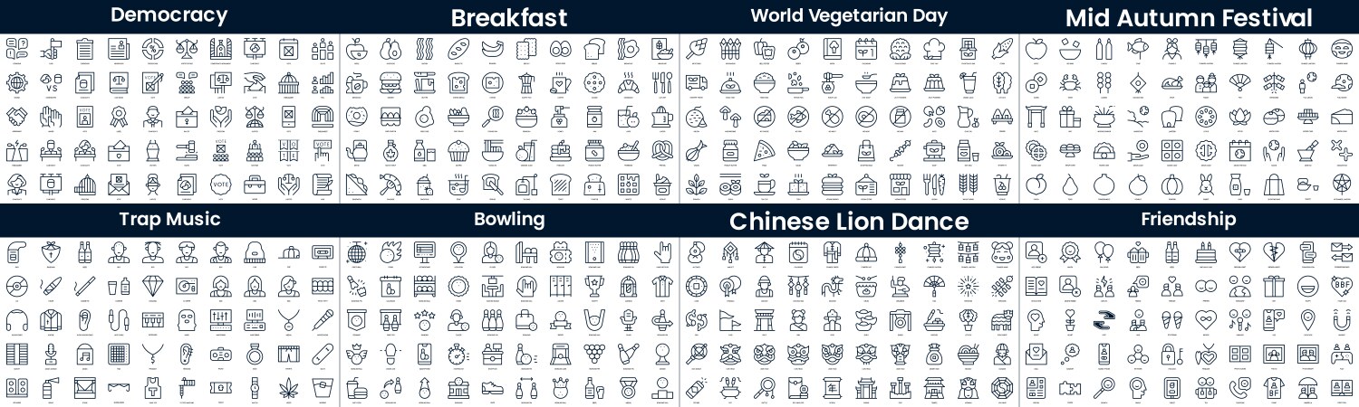 Linear style icons pack in this bundle include vector image