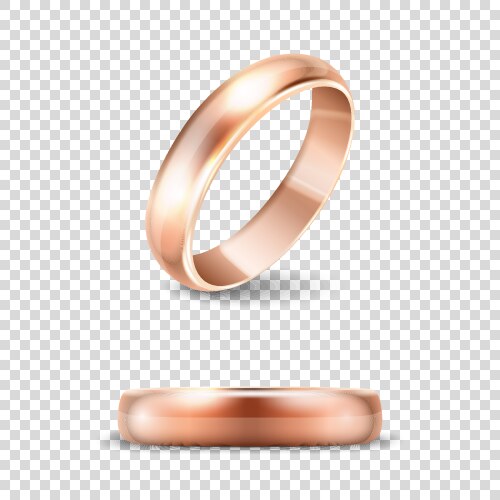 3d realistic gold metal wedding ring icon vector