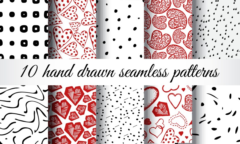 Hand drawn heart seamless pattern Royalty Free Vector Image
