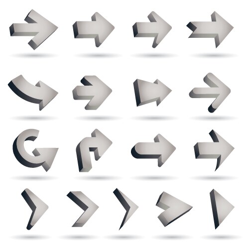 set of icons pointer arrows 3d vector