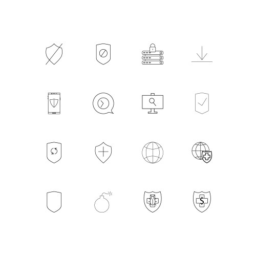 Internet security simple linear icons set vector image