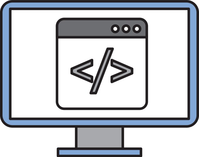 Programming window with script code computer vector image