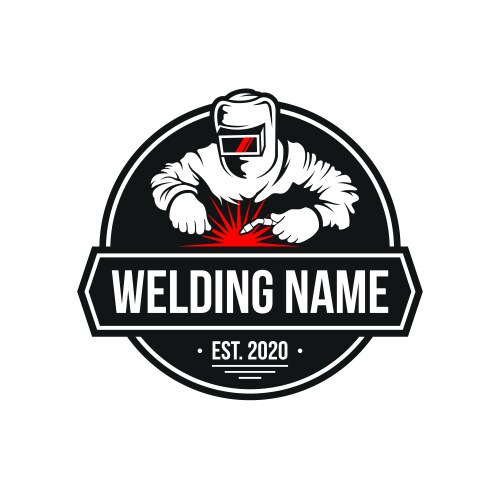Welder Badge Logo - Industrial Metalwork Vector Image