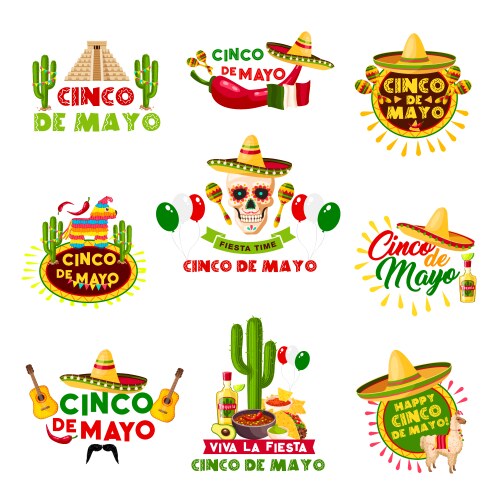 Cinco de Mayo Celebration Icons Vector Image