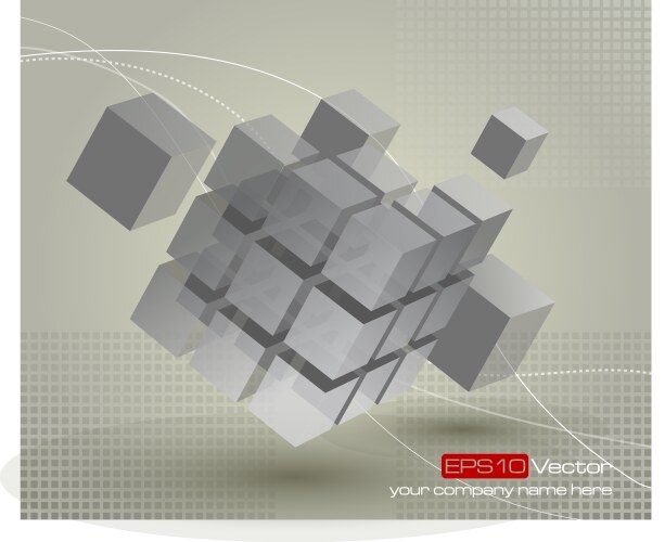 floating 3d cube with moving segmented parts vector