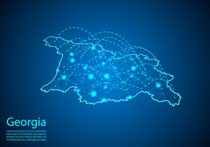 Georgia map with nodes linked by lines concept vector image