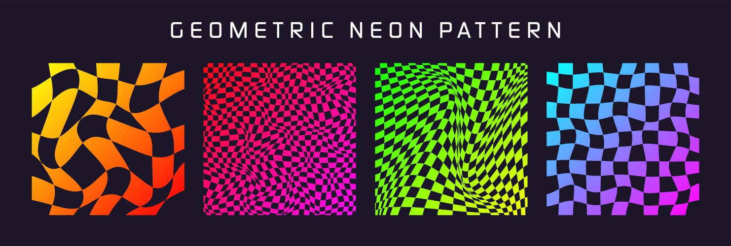 Groovy checkered pattern colorful distorted tiled vector image