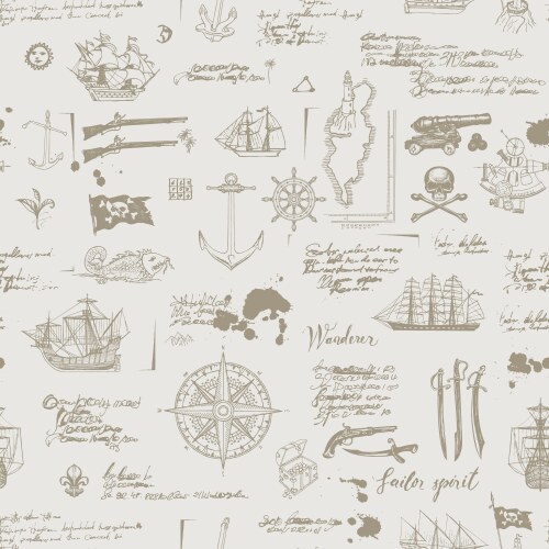 Seamless pattern on pirate theme in vintage Vector Image