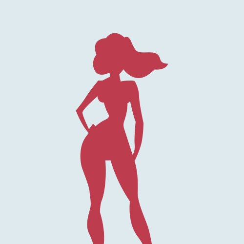 Silhouette a sexy super woman red color symbol vector image