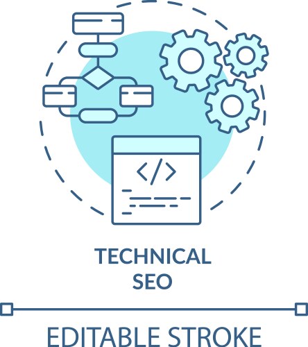 Technical seo turquoise concept icon vector image