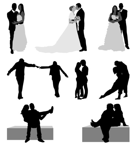 Wedding dresses silhouettes Royalty Free Vector Image