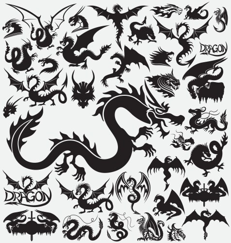 Black Dragon Collection Vector Image
