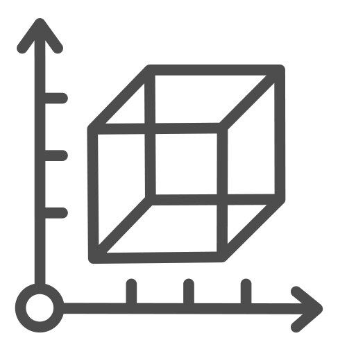 Cube and coordinates system line icon isometric vector image