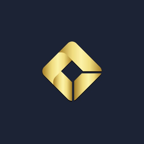 square connect shape gold logo vector image