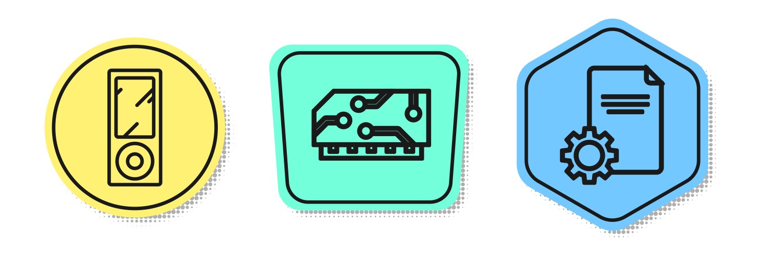 Set line music player ram random access memory vector image