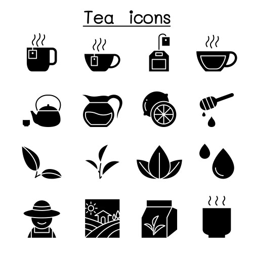 Tea icon set in glyph style Vector Image