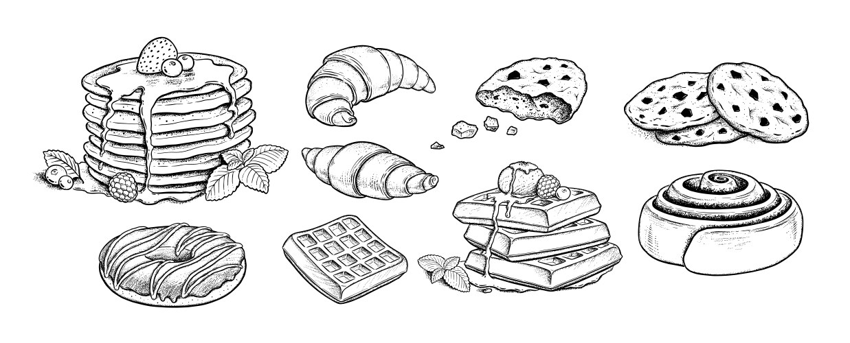 Vintage Dessert Sketch Set vector image