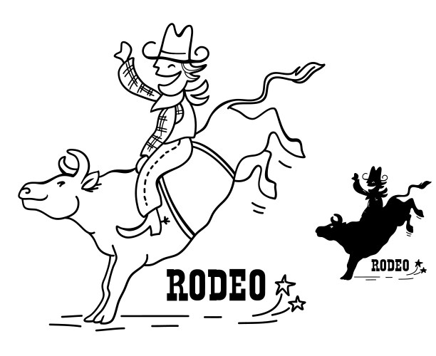 bull rider cartoon isolated vector