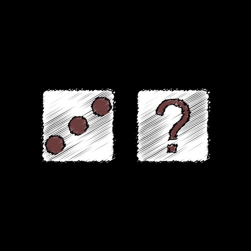 Flat shading style icon dice and question mark vector image