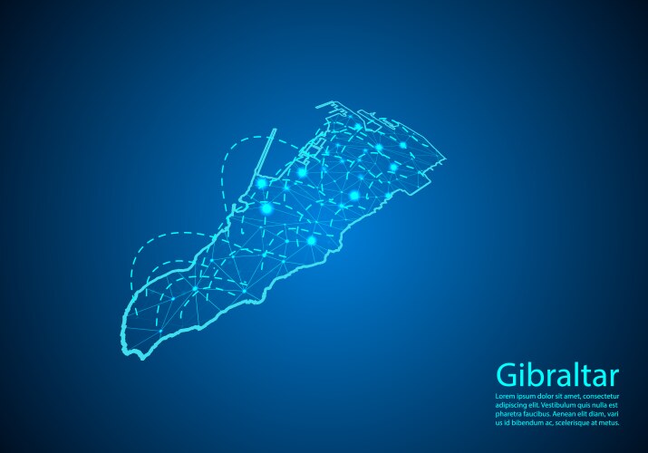 Gibraltar map with nodes linked by lines concept vector image